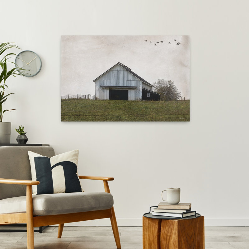 Paysage campagne rustique, abstrait, oiseau contemporain, architecture, art, H 24 po x l 36 po