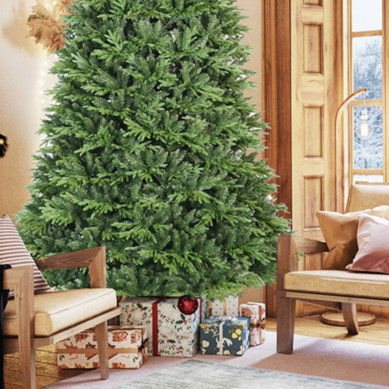 Arbre de Noël artificiel de 6,5 pi avec 2225 pointes, aiguilles en polyuréthane réaliste, bourre facile et support en métal robuste pour la décoration intérieure et extérieure