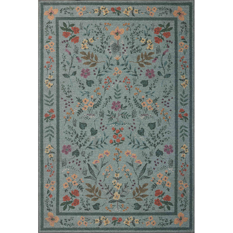 Rifle Paper Co. x Loloi Wildwood Sage Area Rug, Square 1'6"