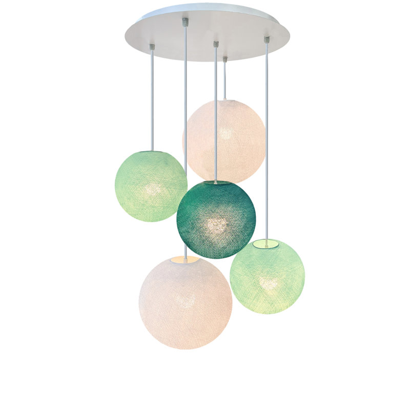 Bort 5-Light Globe Pendant, Aqua