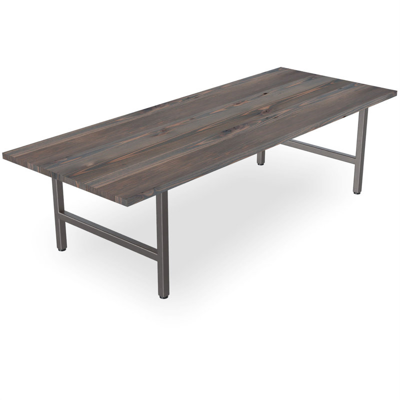 Table rectangulaire en bois massif Bradfield, H 30 po x L 108 po x l 42po, Gris