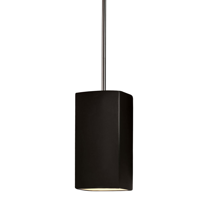 Luminaire suspendu carré 1 lumière Radiance, Nickel brossé, Noir mat carbone