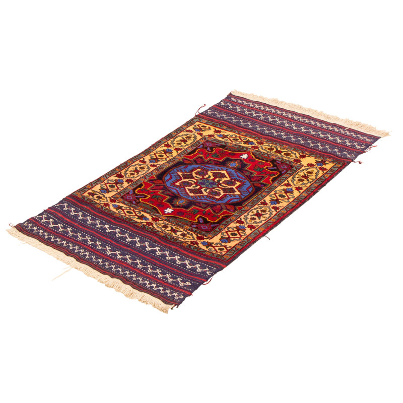 Tapis ivoire et rouge noué à la main 3 pi 0 po x 5 pi 3 po Mouri Finest