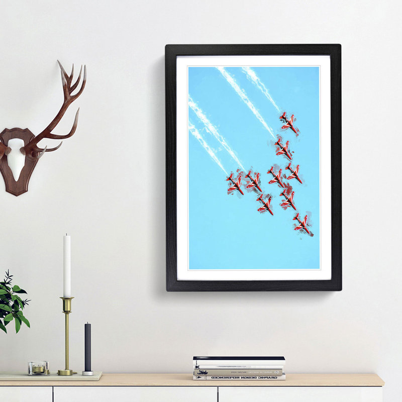 Fighter Jet Air show - Framed Print, 76cm H x 50cm W x 2cm D, Black