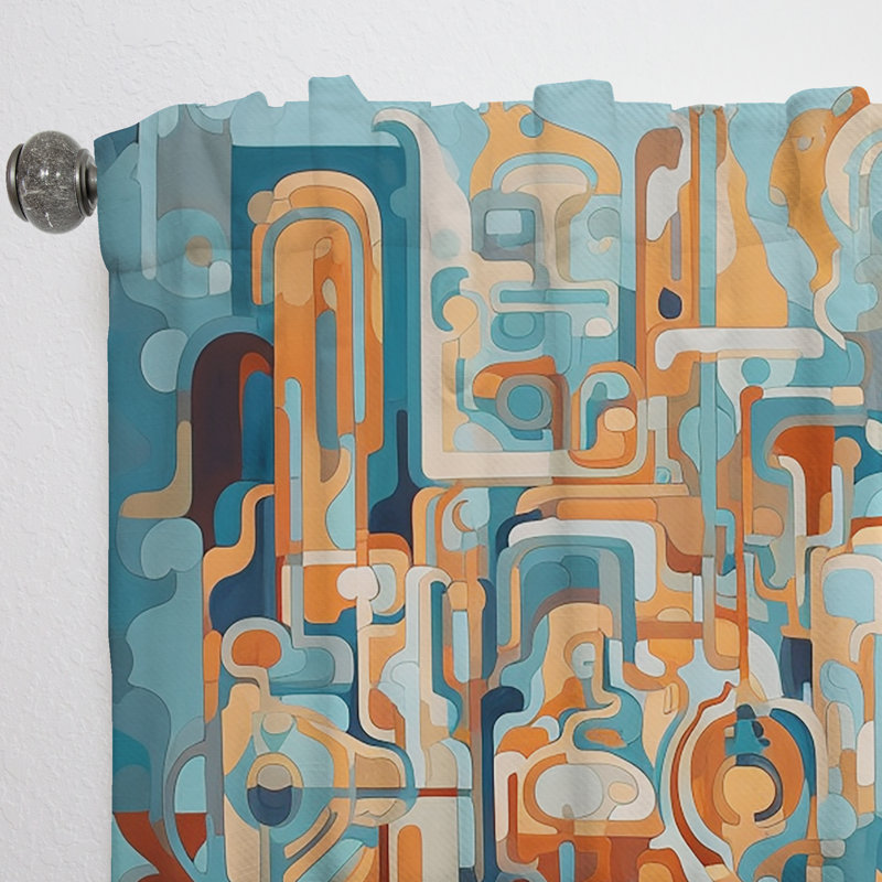 Erelah, peinture abstraite de formes et de courbes abstraites en velours obscurcissant 1 panneau, L 52 po x L 108 po