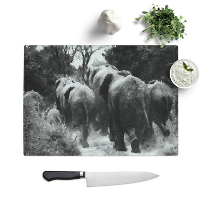 Herd of Elephants Painting Chopping Board