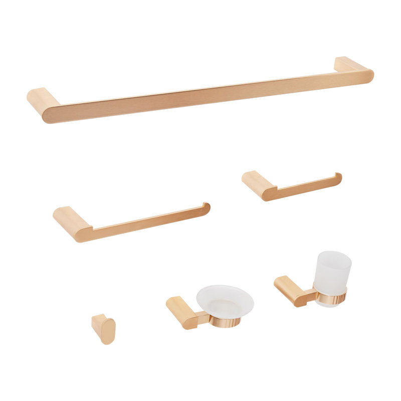 6-Piece Bathroom Hardware Set PARACAS with Towel Bars and Hooks, Gold