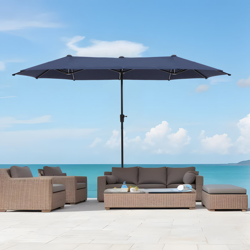Parasol de marché rectangulaire 156 po x 78 po Taralyn, Marine