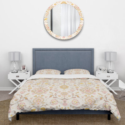 Ensemble de housse de couette jaune et orange Boho Pastel Paradise Flowers II - Boho