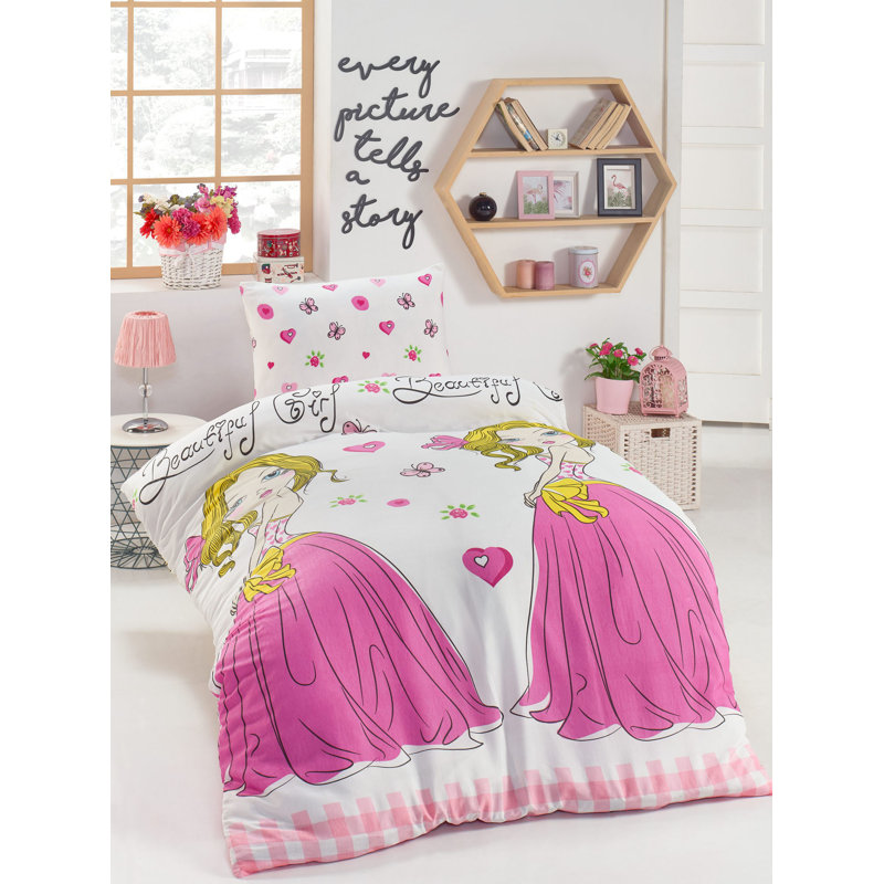 Ensemble de housse de couette simple élégant, 55,1 x 78,7 pouces, 65% coton / 35% polyester | Lavable à la machine, 120 fils au pouce, fermeture à boutons | Design élégant blanc, rose, vert et jaune | Parfait pour les chambres confortables