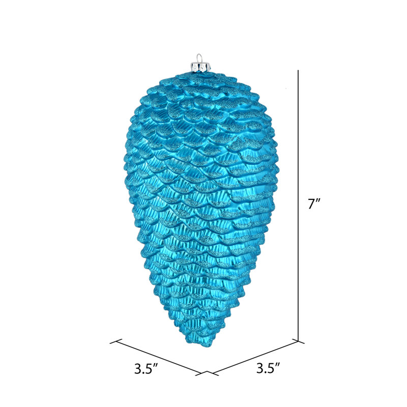 Ornement de Noël pomme de pin mat scintillant, Turquoise