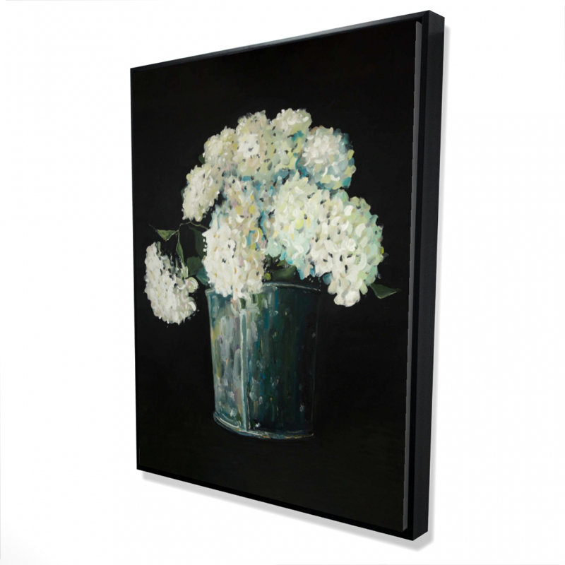 White Hydrangea Flowers Print On Canvas