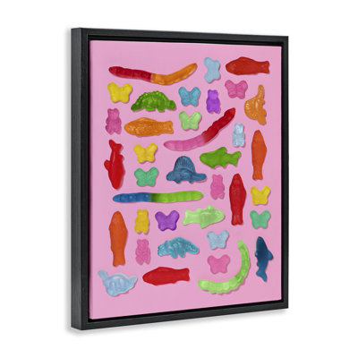 Pink Gummy Animal Collage Floating Frame, design by LISH Creative