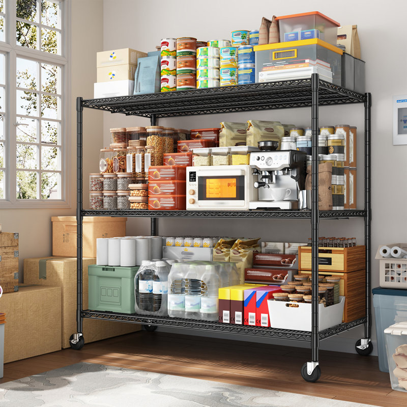 Étagère Shynar de l 60 po, tablettes de rangement robustes pour la cuisine, étagères de garage réglables