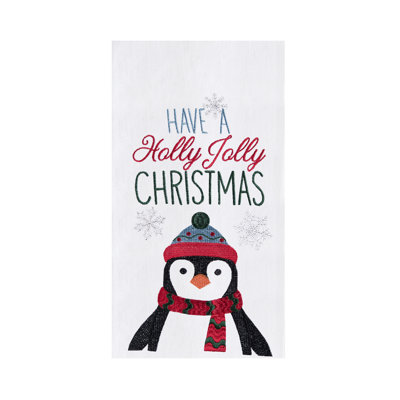 Serviette de cuisine de Noël «Have a Holly Jolly Christmas» Sentiment Penguin