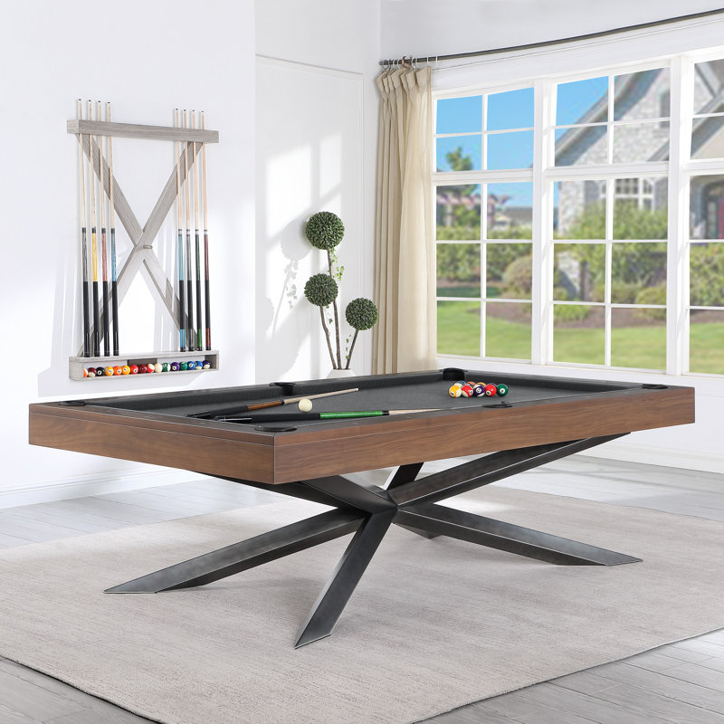 Stella 8'' Slate Pool Table With Professional Installation Included, Steel Gray, No