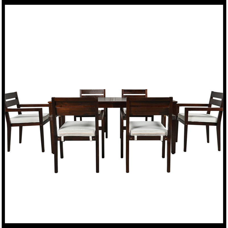 Outdoor Patio Acacia Wood Dining Set, Dark Brown