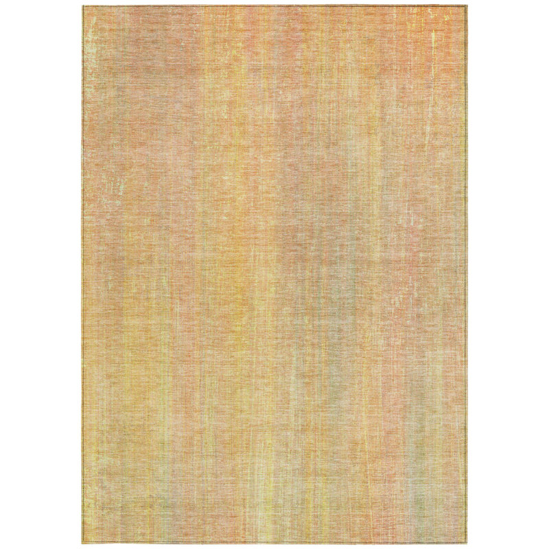 Tapis extérieur lavable antidérapant à rayures jaunes et oranges 9 pi x 12 pi