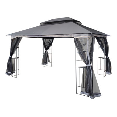 13X10 Outdoor Patio Gazebo Canopy Tent With Ventilated Double Roof And Mosquito Net(Detachable Mesh Screen On All Sides),Suitable For Lawn, Garden, Backyard And Deck
