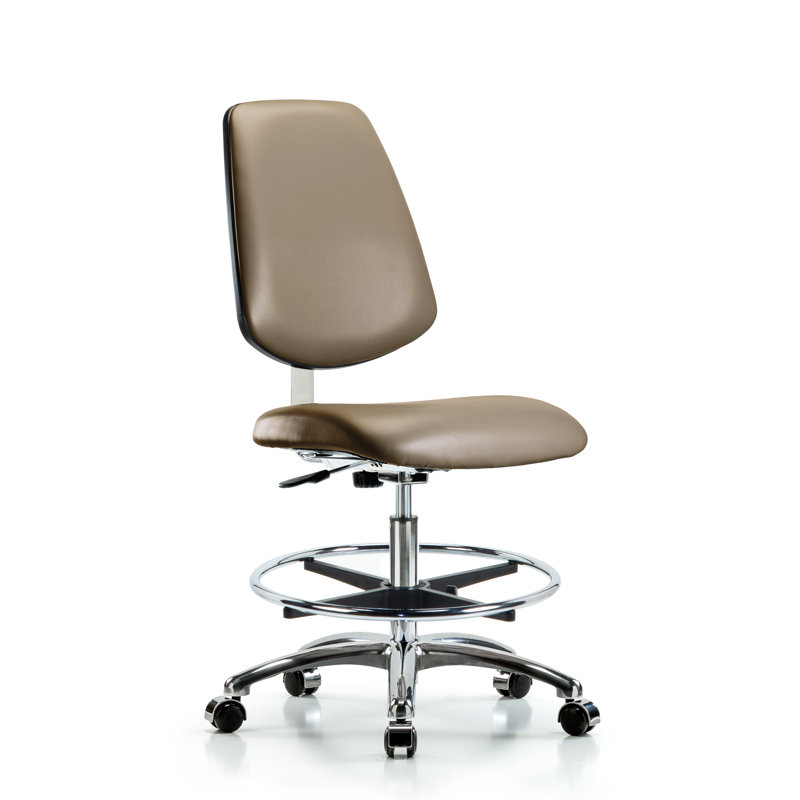 Anais Vinyl Drafting Chair, Casters, Light Blue