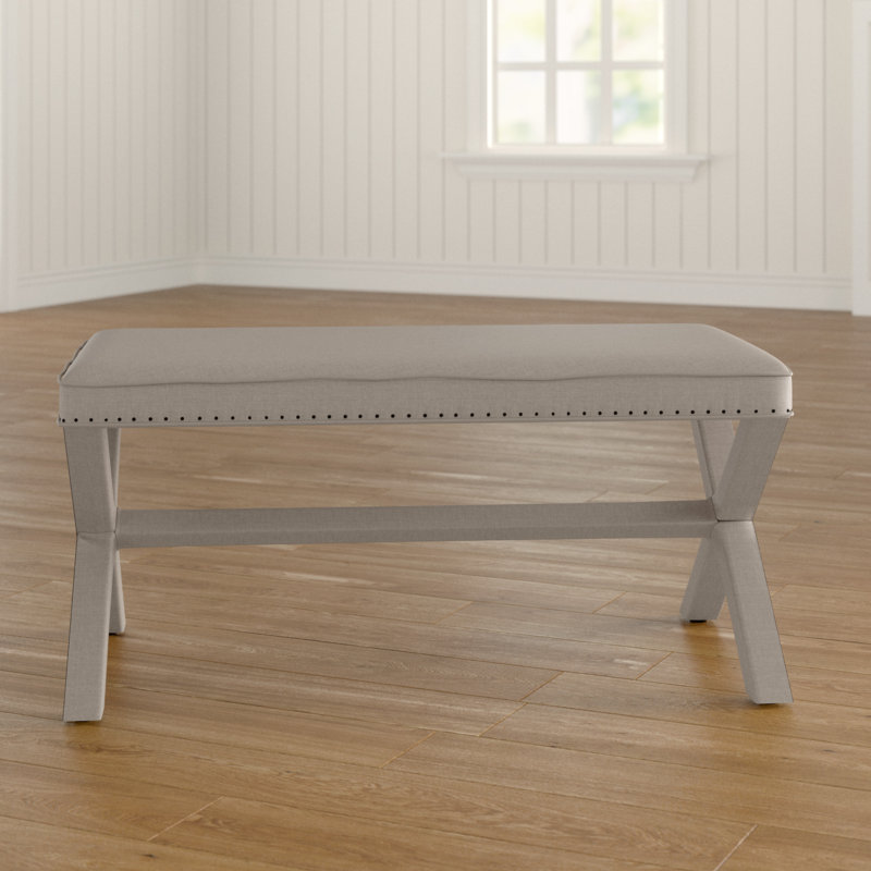 Lawrey Linen Upholstered Bench, Taupe