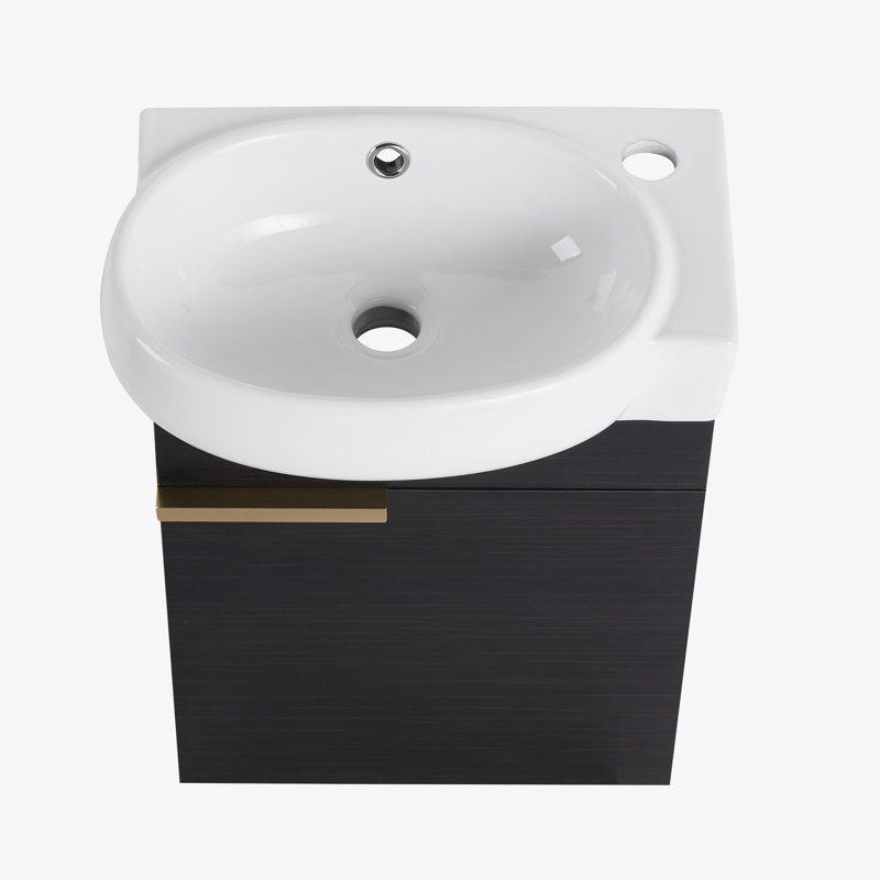 Meuble-lavabo à fermeture en douceur avec lavabo, 16 pouces pour petite salle de bain