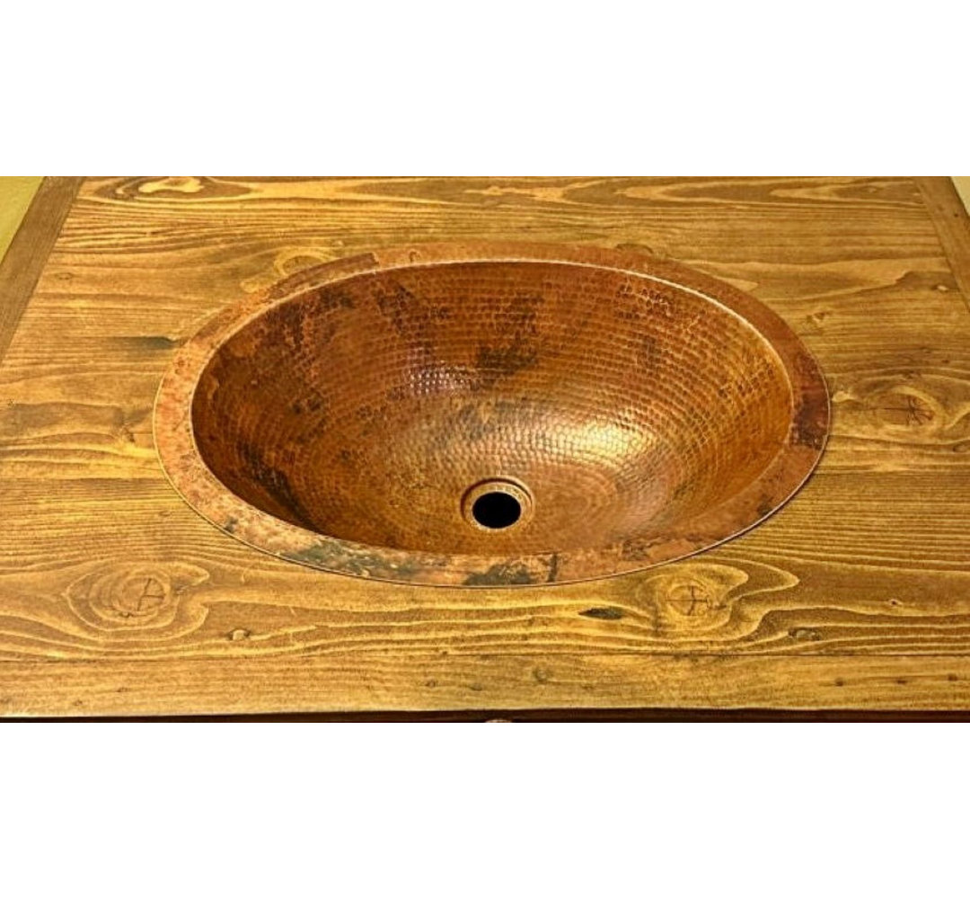 19" Oval Copper Bathroom Sink in Natural Patina SimplyCopper