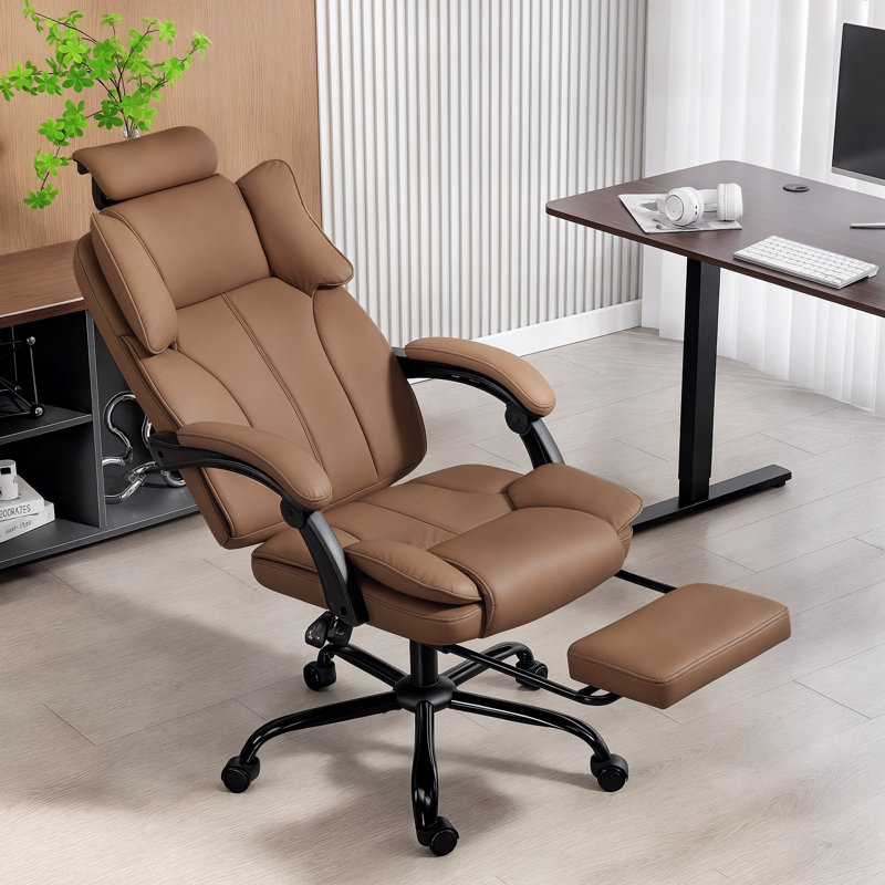 Chaise de bureau, fauteuil de bureau inclinable en tissu adapté aux animaux de compagnie, brun, Brun