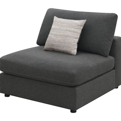 Fauteuil sans accoudoirs rembourré gris anthracite, modulaire pour ajuster vos besoins, coussins amovibles avec dossier en plumes et dossier en mélange, coussins décoratifs doux, 33 po x 38 po x 41 po, pour le salon