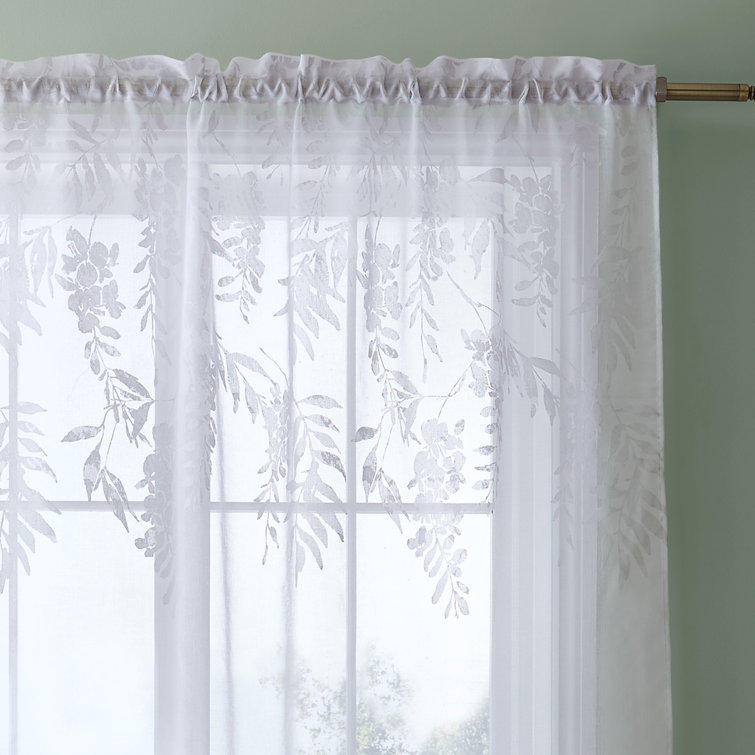 Catherine Lansfield Wisteria Floral Voile Curtain Panel | Wayfair.co.uk