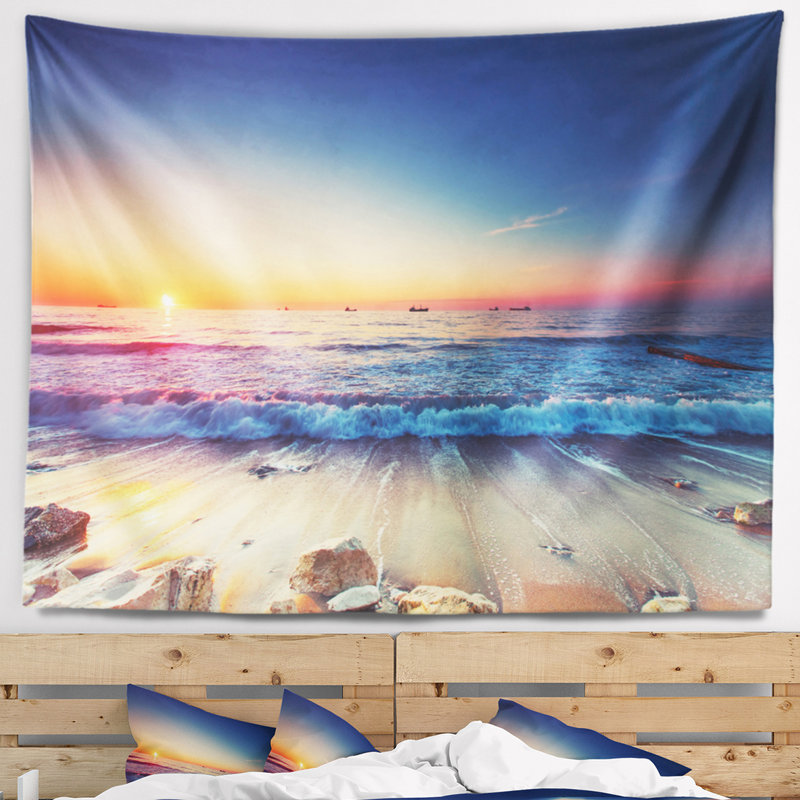 Tapisserie «Seashore Beautiful Sunrise over Sea», H 50 po x l 60 po