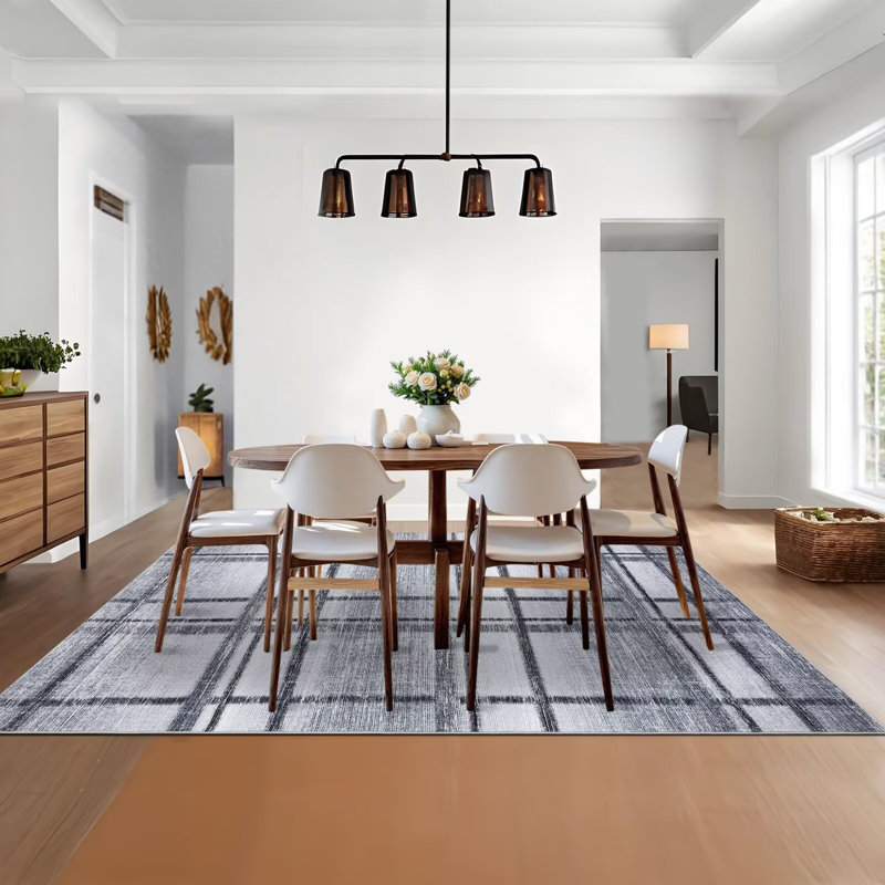 Large Machine Washable Rug with Non Slip Backing Contemporary Low Pile Foldable Floor Cover for Living Room Bedroom Dining Room