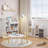 Kids Bookshelf 44.1in Width Toy Storage Organizer with Reading Nook White Bookcase Seat Cushion Wooden 6-Cubby Storage Bench 2 Drawers Toddler Cabinet Shelf for Kids Room, Playroom, Nursery