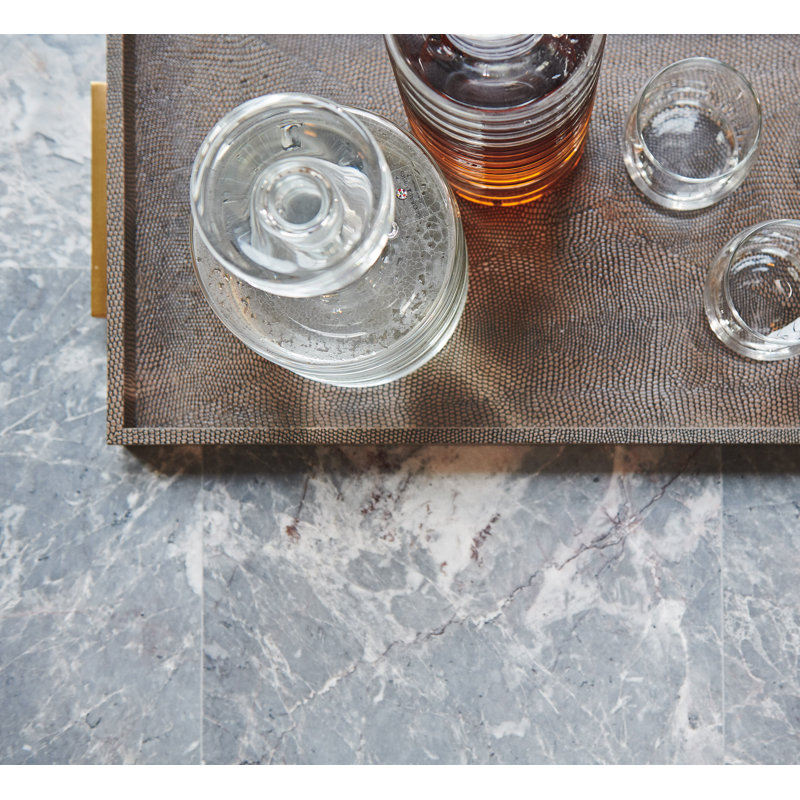 Santana 40'' Gray Wood and Marble Square Cocktail Table