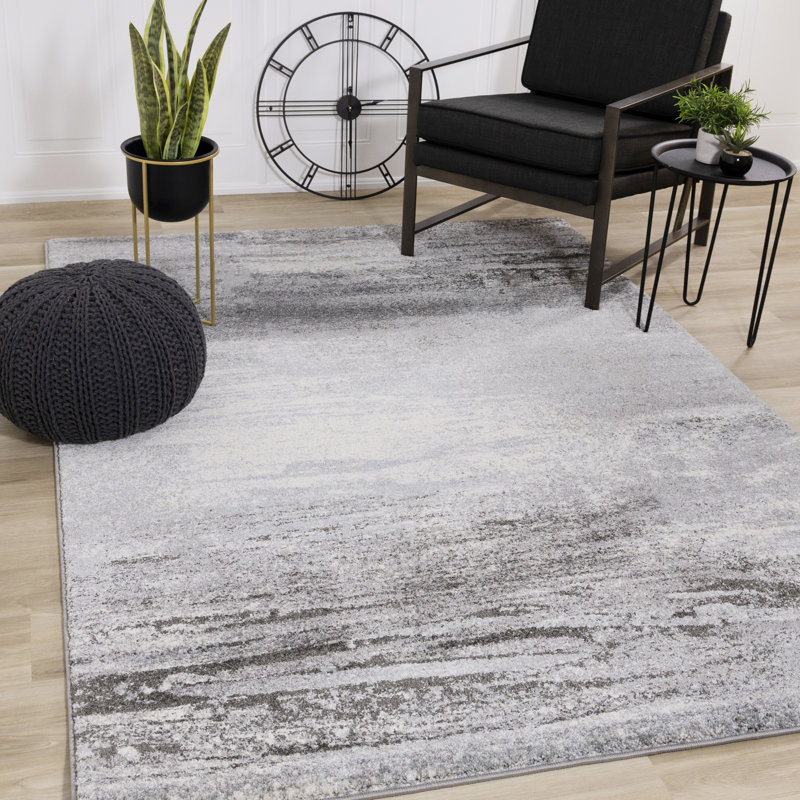 Tapis d'intérieur organique gris et blanc 5 pi x 8 pi (5 pi 3 po x 7 pi 7 po) Branch Branch, Rectangle 5 pi 3 po x 7 pi 7 po