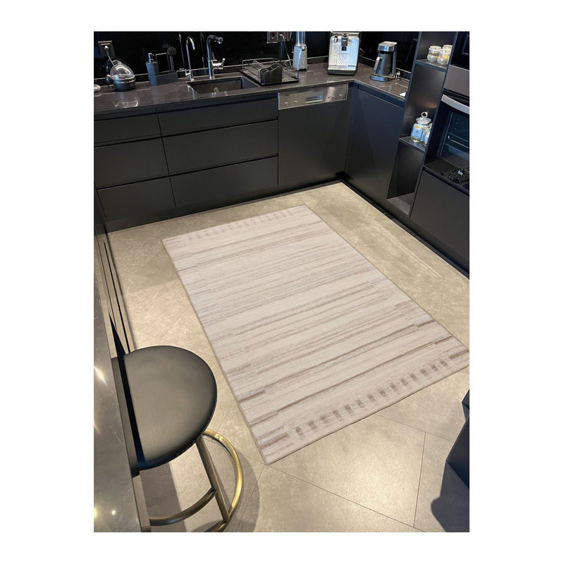 Tapis décoratif rayé linéaire lavable à la machine, Sous-tapis rectangulaire 5 pi 1 po x 7 pi 7 po inc