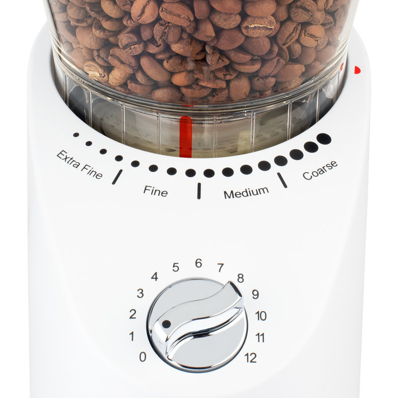 Capresso Infinity Plus Electric Conical Burr Coffee Grinder, White