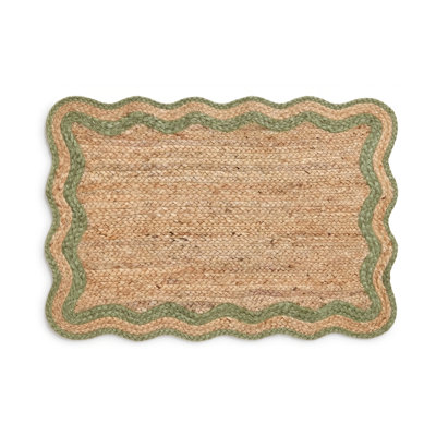 Tapis vert sauge tressé à la main Ayanne avec envers antidérapant Ayanne