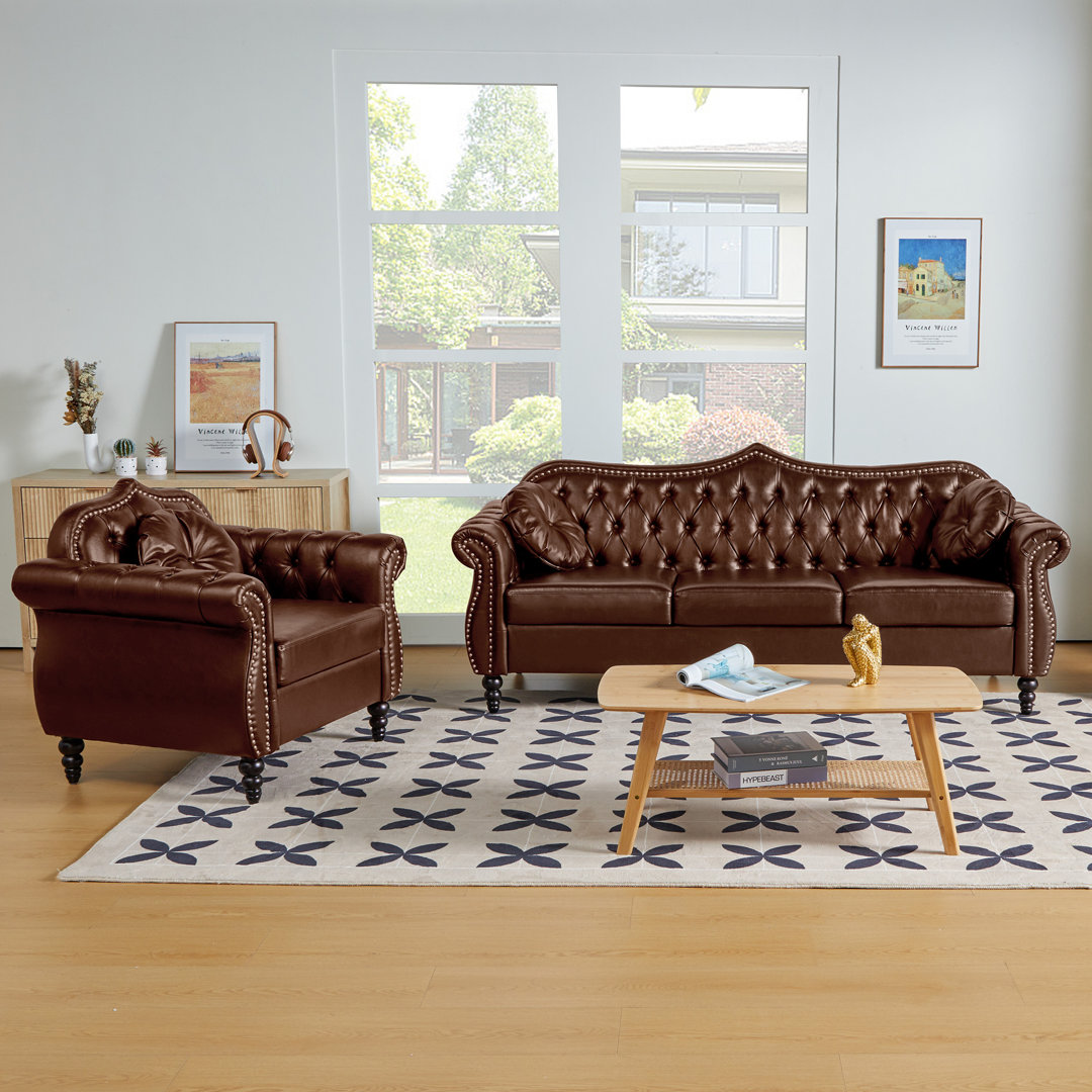 Chamira 2 Piece Faux Leather Living Room Set Alcott Hill® Body 