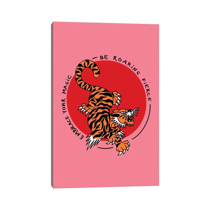 Roaring Tiger 1 Piece Wall Art on Canvas, 101.6 cm H x  66.04 cm W  x  3.175 cm D, Does Not Apply