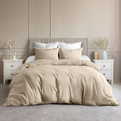 Plain Microfibre Reversible Contemporary Luxury Quilt Duvet Cover with Pillow Cases