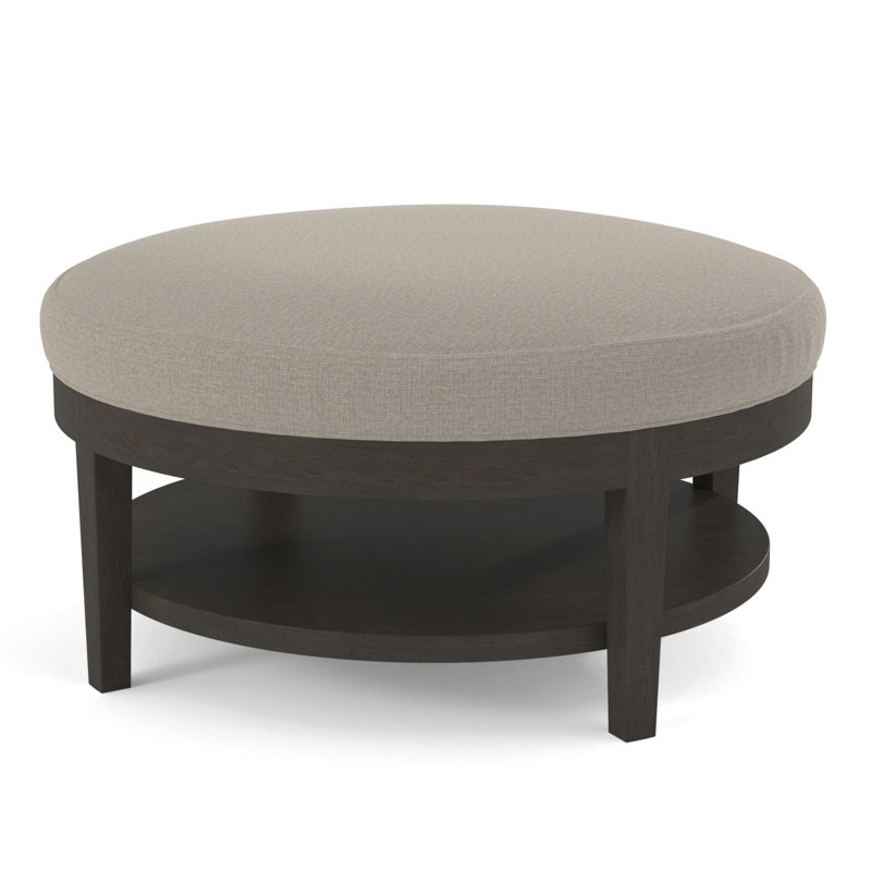 Midtown Upholstered Ottoman, Beige Performance Fabric; 0851-73, Honey Finish