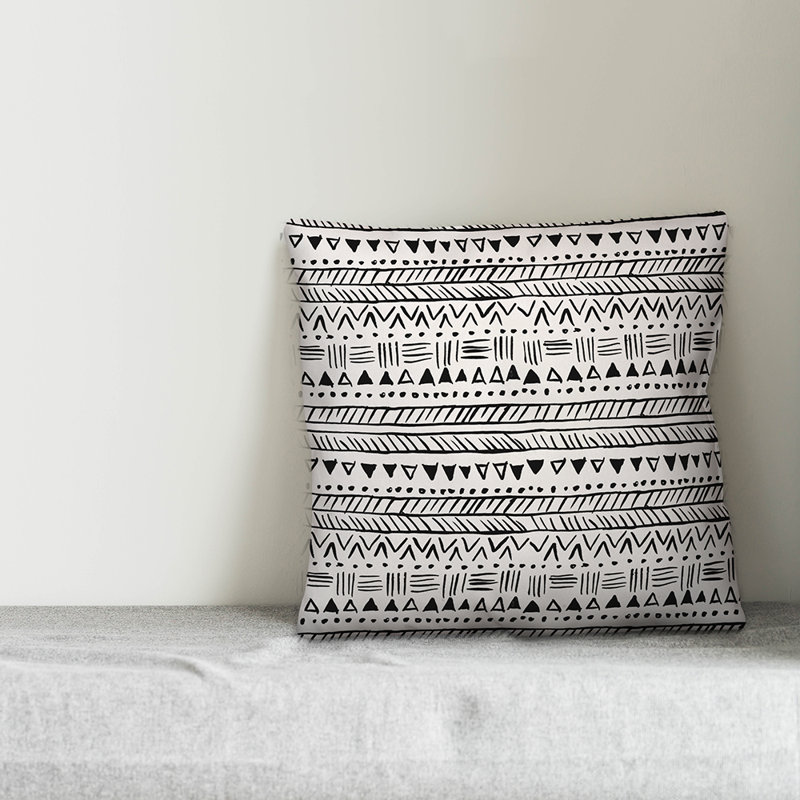 Throw Pillow, 20" x 20", Black Geometric 6