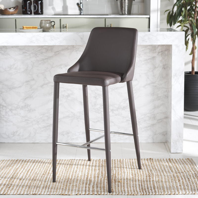 Bohy Upholstered Counter Stool with Metal Frame, Brown
