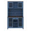 Armoire de rangement rustique avec portes à DEL, portes et tablettes de cuisine, bleu marine-1770811138