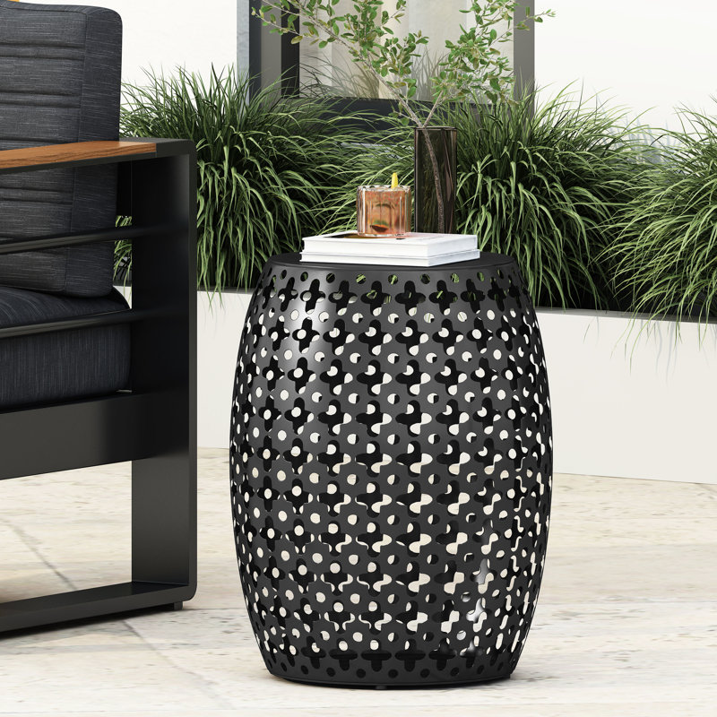 Table de bout en métal - coupe en fer chic, 16,17 po x 16,17 po x 19,9 po, sans assemblage, stable, cadre moderne noir thermolaqué, l 16,50 po x H 20,50 po
