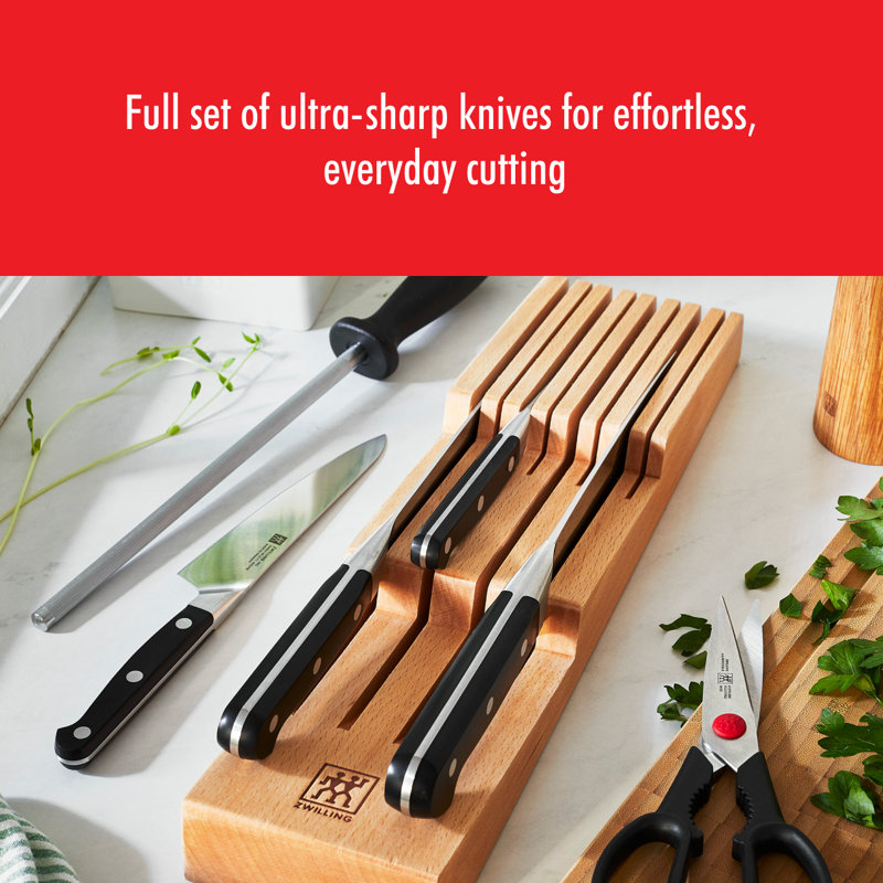 Zwilling Pro 7-piece Knife Block Set with In-Drawer Knife Tray