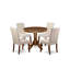 L'ensemble 3 pièces de table et chaises de cuisine comprend une table de salle à manger ronde avec piédestal et 2 chaises de salle à manger Parson en tissu crème, acajou-1799340581-1847808057-1799340580