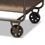 Chariot de cuisine à 2 tiroirs en bois et en métal au fini brun chêne et noir Alisa, H 37,2 po x l 41,7 po x P 16,9 po