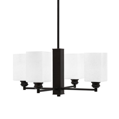 Lustre à 4 lumières Edge avec verre carré blanc 4 po